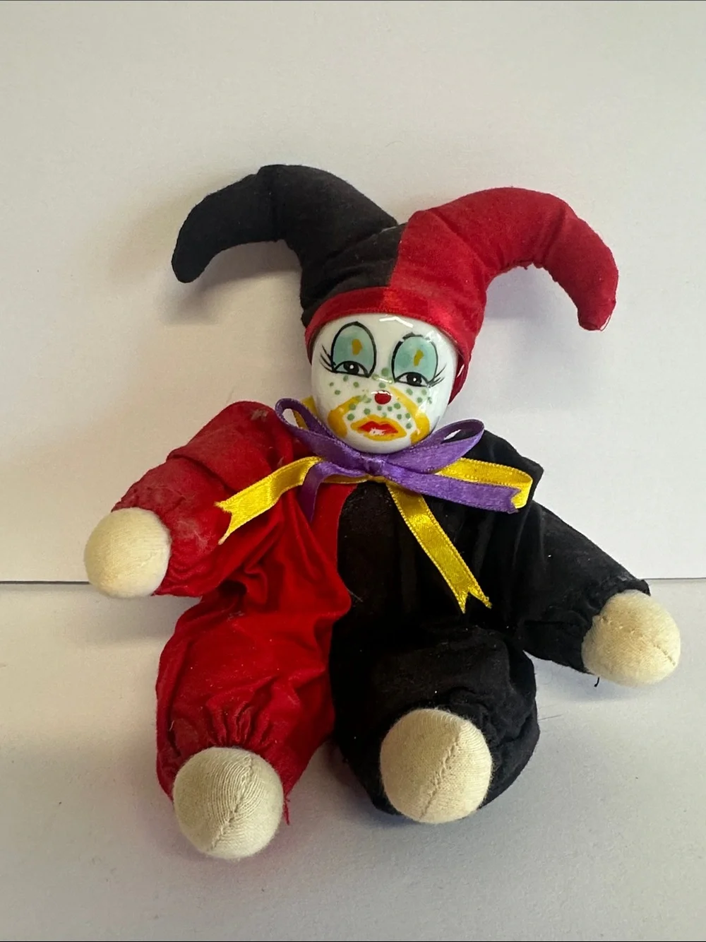 Red and Black Jester Plush Clown Toy - Kids
